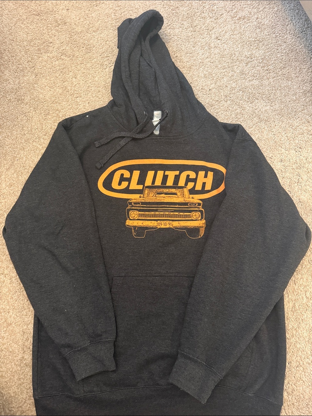 Graphic Pullover Hoodie - Charcoal with Gold Logo clutch
